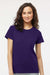 M&O 4810 Womens Gold Soft Touch Short Sleeve Crewneck T-Shirt Purple Model Front