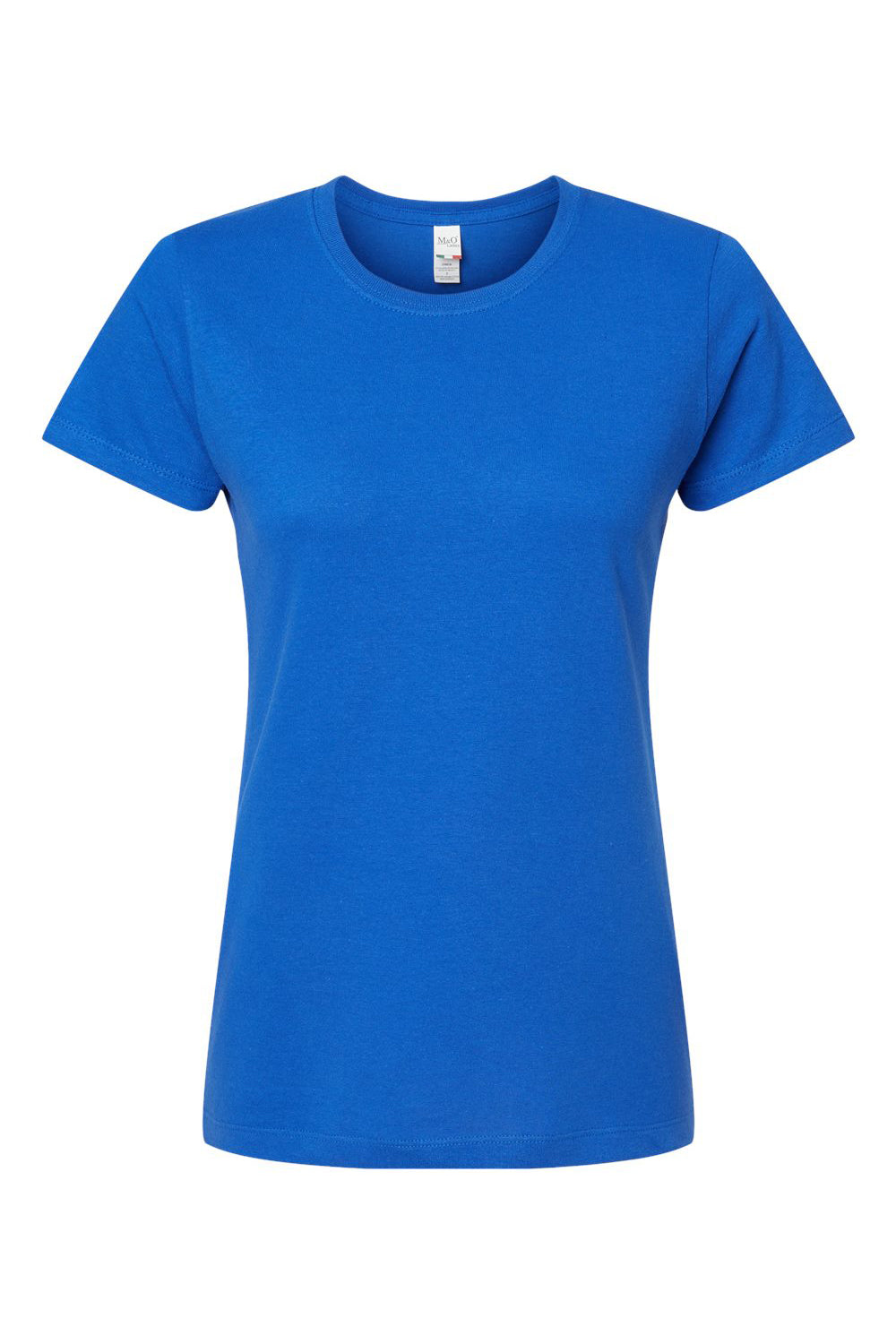M&O 4810 Womens Gold Soft Touch Short Sleeve Crewneck T-Shirt Royal Blue Flat Front