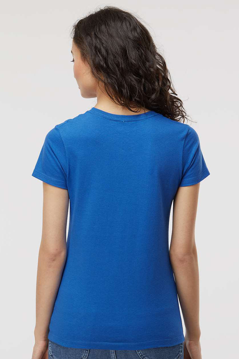 M&O 4810 Womens Gold Soft Touch Short Sleeve Crewneck T-Shirt Royal Blue Model Back