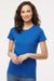 M&O 4810 Womens Gold Soft Touch Short Sleeve Crewneck T-Shirt Royal Blue Model Front