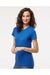 M&O 4810 Womens Gold Soft Touch Short Sleeve Crewneck T-Shirt Royal Blue Model Side