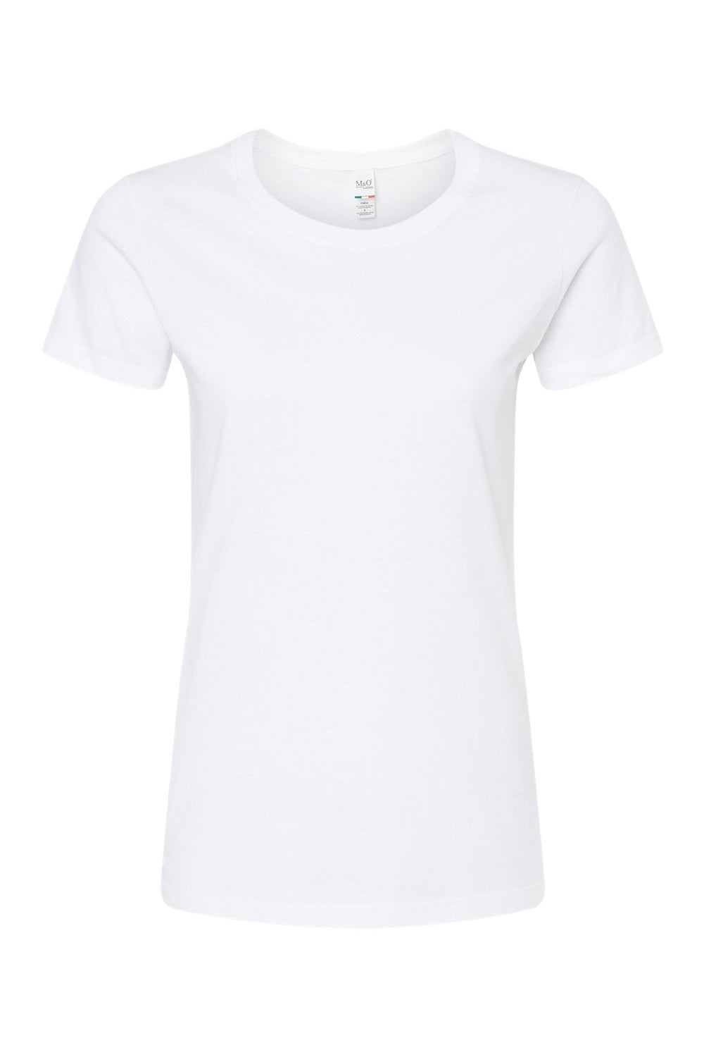 M&O 4810 Womens Gold Soft Touch Short Sleeve Crewneck T-Shirt White Flat Front