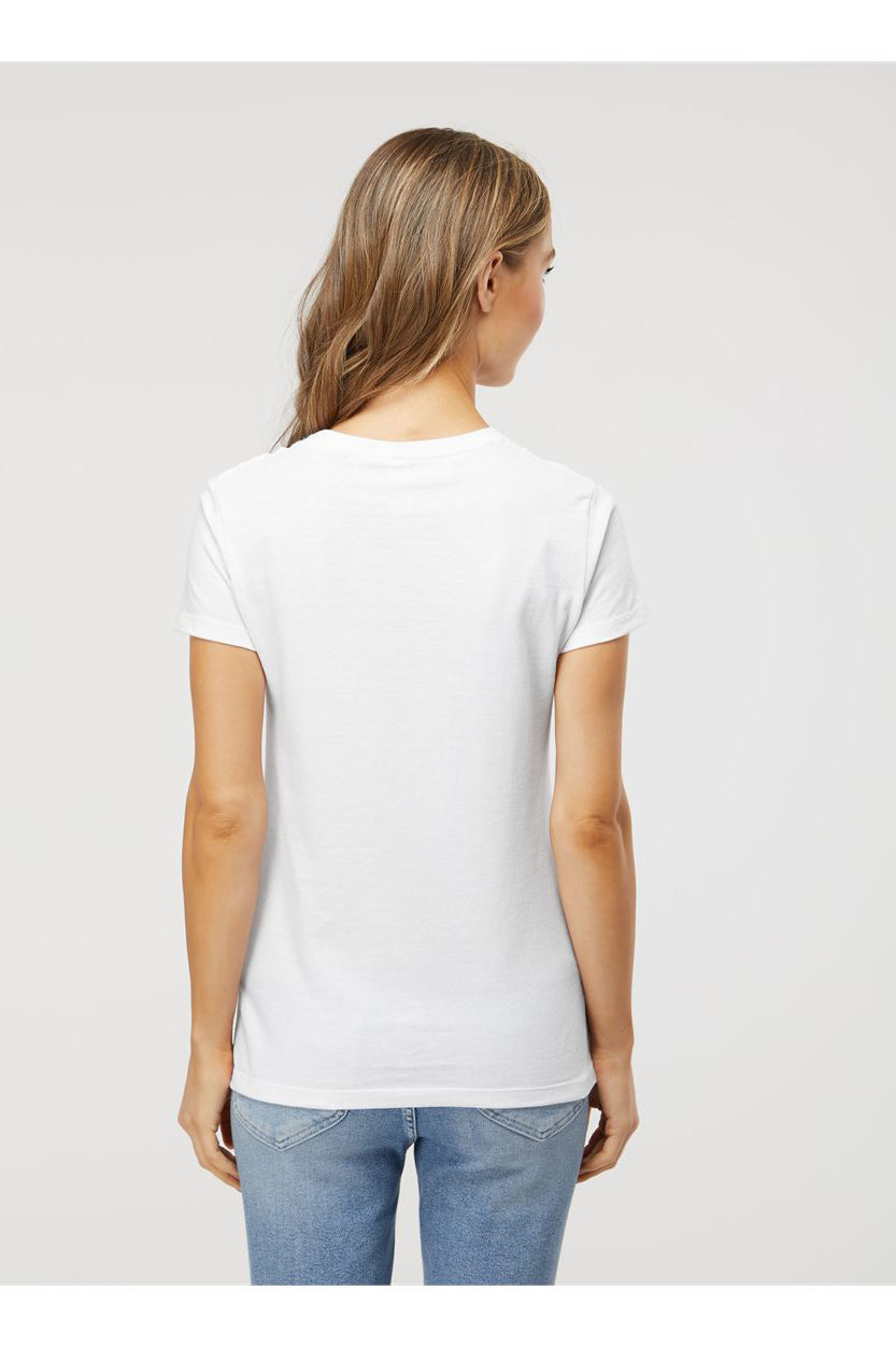 M&O 4810 Womens Gold Soft Touch Short Sleeve Crewneck T-Shirt White Model Back