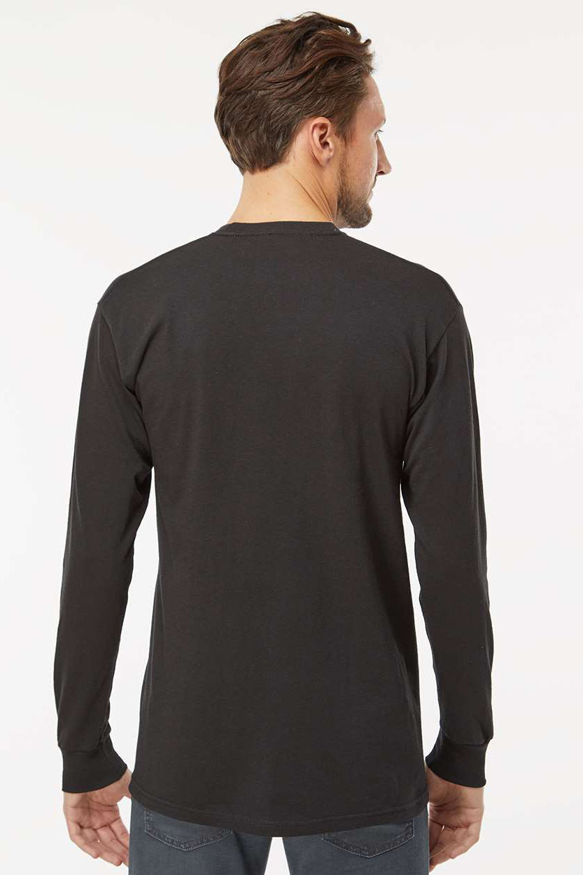 M&O 4820 Mens Gold Soft Touch Long Sleeve Crewneck T-Shirt Black Model Back