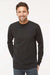 M&O 4820 Mens Gold Soft Touch Long Sleeve Crewneck T-Shirt Black Model Front