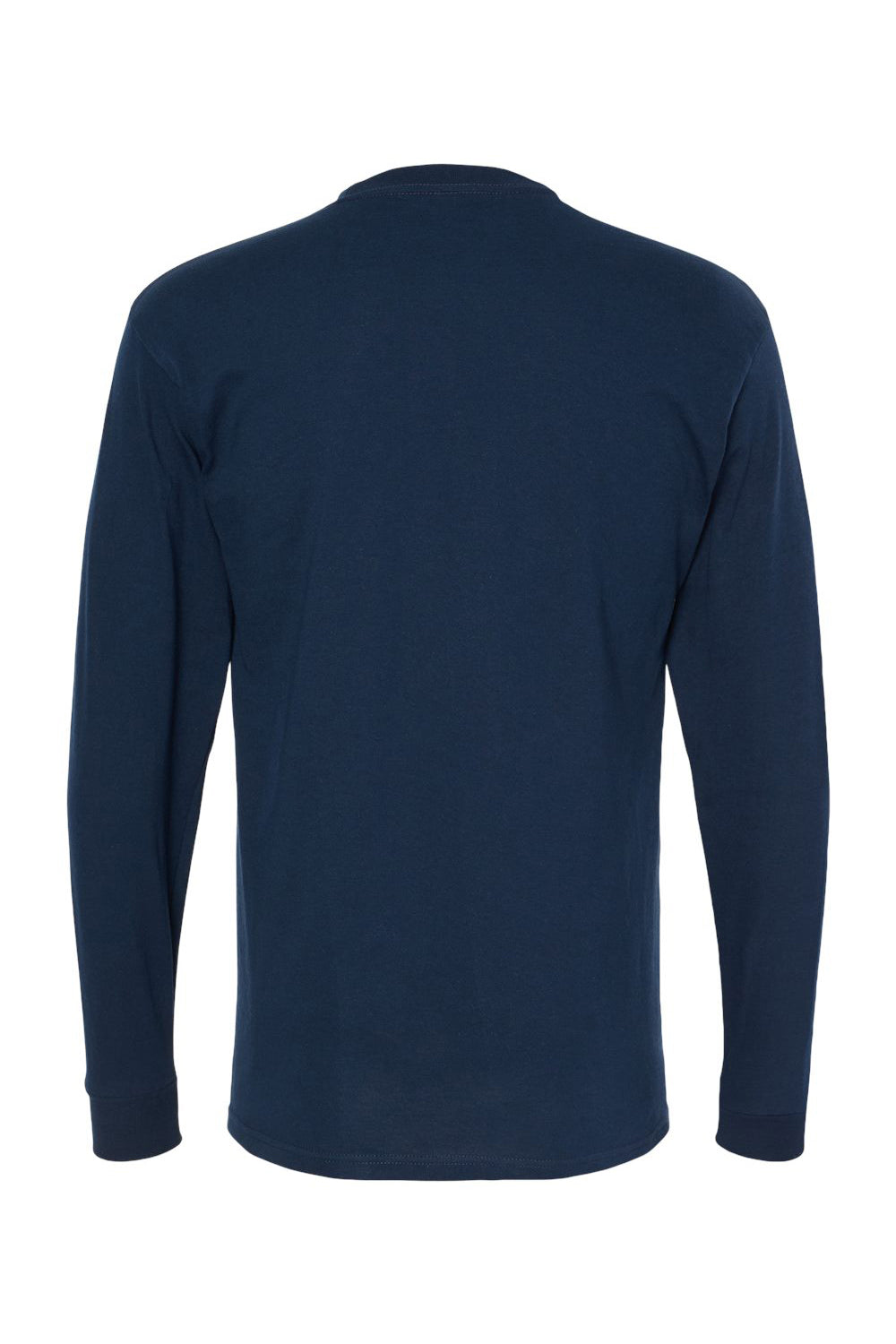M&O 4820 Mens Gold Soft Touch Long Sleeve Crewneck T-Shirt Deep Navy Blue Flat Back