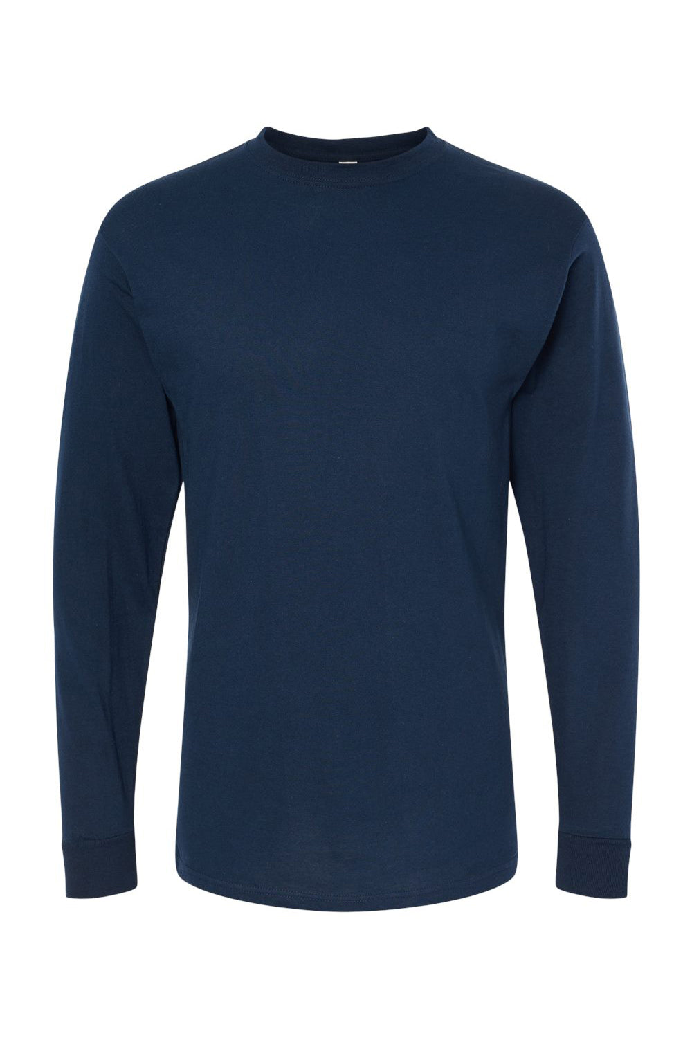 M&O 4820 Mens Gold Soft Touch Long Sleeve Crewneck T-Shirt Deep Navy Blue Flat Front