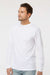 M&O 4820 Mens Gold Soft Touch Long Sleeve Crewneck T-Shirt White Model Side
