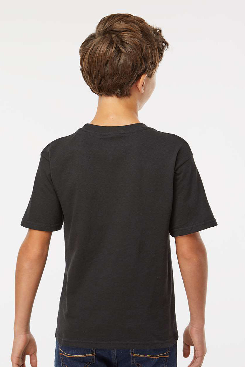 M&O 4850 Youth Gold Soft Touch Short Sleeve Crewneck T-Shirt Black Model Back