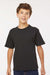 M&O 4850 Youth Gold Soft Touch Short Sleeve Crewneck T-Shirt Black Model Front