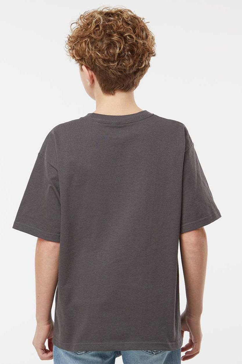 M&O 4850 Youth Gold Soft Touch Short Sleeve Crewneck T-Shirt Charcoal Grey Model Back