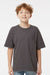 M&O 4850 Youth Gold Soft Touch Short Sleeve Crewneck T-Shirt Charcoal Grey Model Front