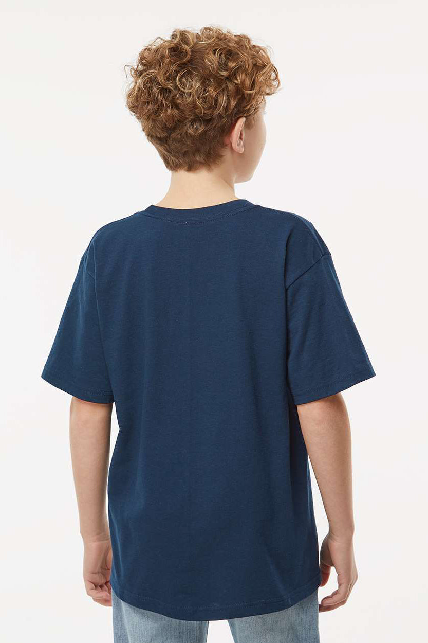 M&O 4850 Youth Gold Soft Touch Short Sleeve Crewneck T-Shirt Deep Navy Blue Model Back