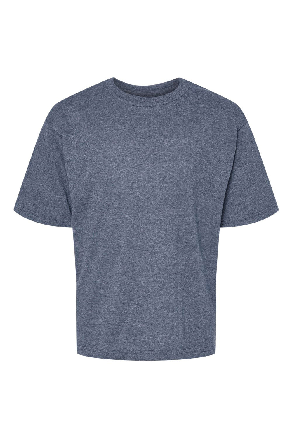 M&O 4850 Youth Gold Soft Touch Short Sleeve Crewneck T-Shirt Heather Navy Blue Flat Front