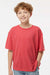 M&O 4850 Youth Gold Soft Touch Short Sleeve Crewneck T-Shirt Heather Red Model Front