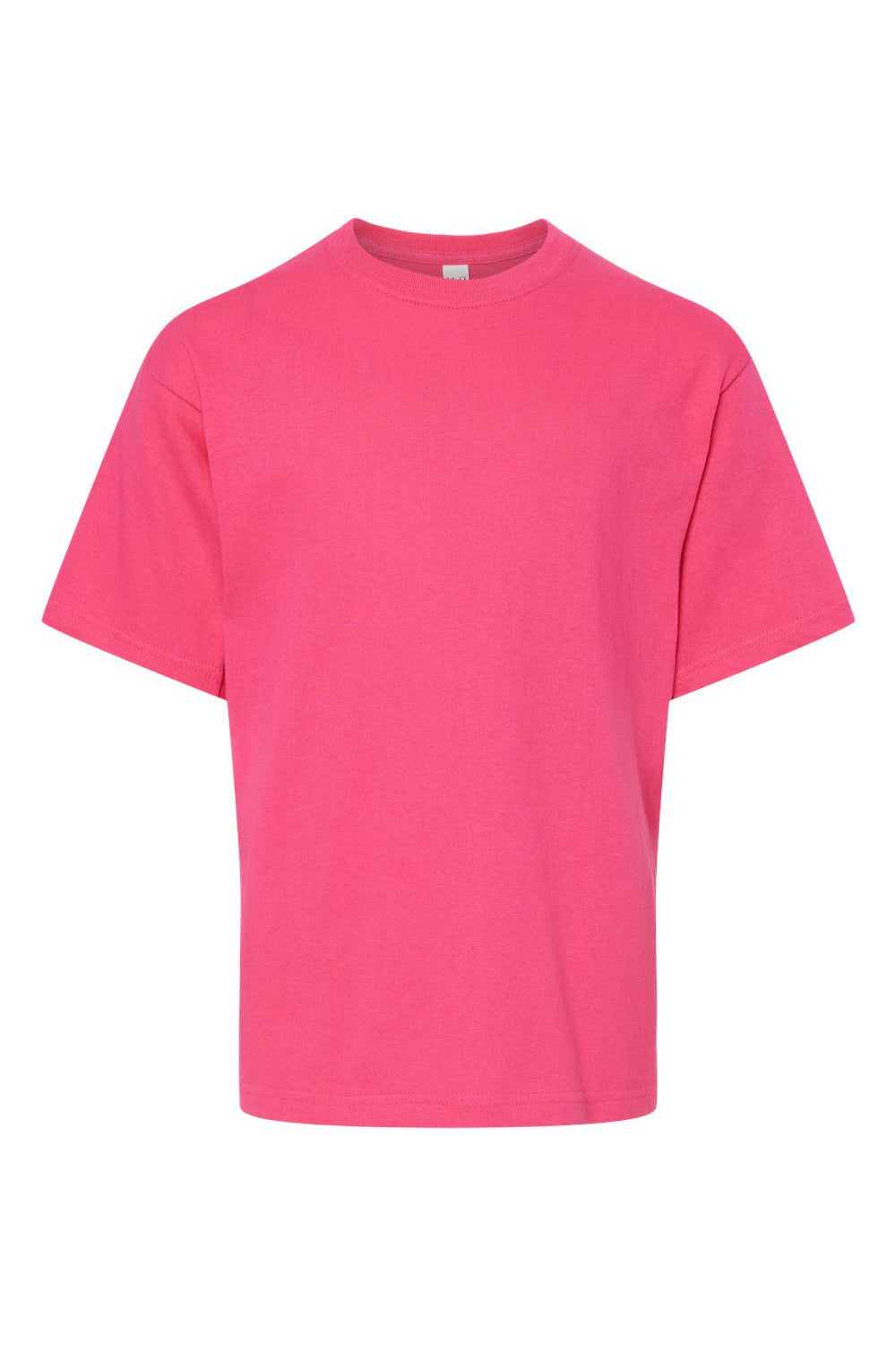 M&O 4850 Youth Gold Soft Touch Short Sleeve Crewneck T-Shirt Heliconia Pink Flat Front