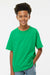 M&O 4850 Youth Gold Soft Touch Short Sleeve Crewneck T-Shirt Irish Green Model Front