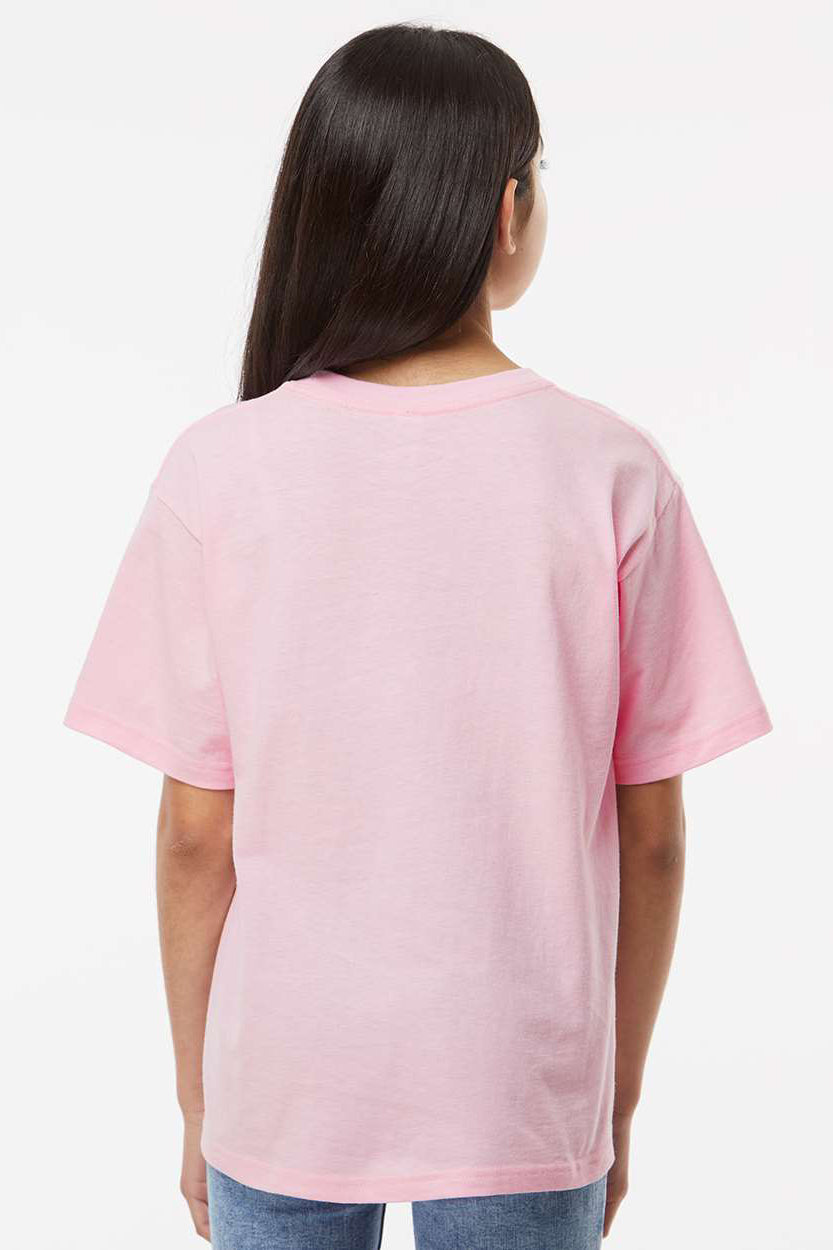 M&O 4850 Youth Gold Soft Touch Short Sleeve Crewneck T-Shirt Light Pink Model Back