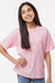 M&O 4850 Youth Gold Soft Touch Short Sleeve Crewneck T-Shirt Light Pink Model Front