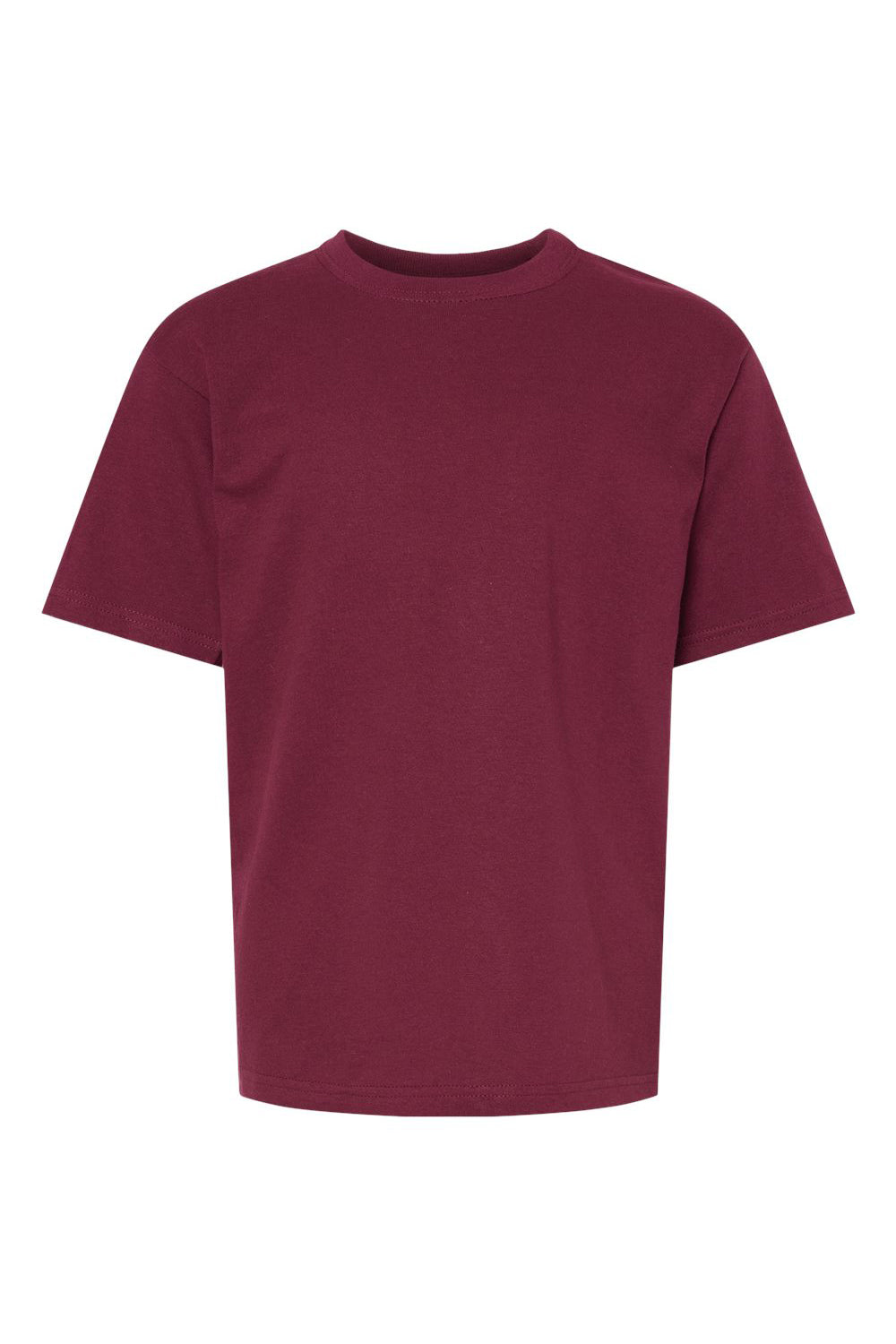 M&O 4850 Youth Gold Soft Touch Short Sleeve Crewneck T-Shirt Maroon Flat Front