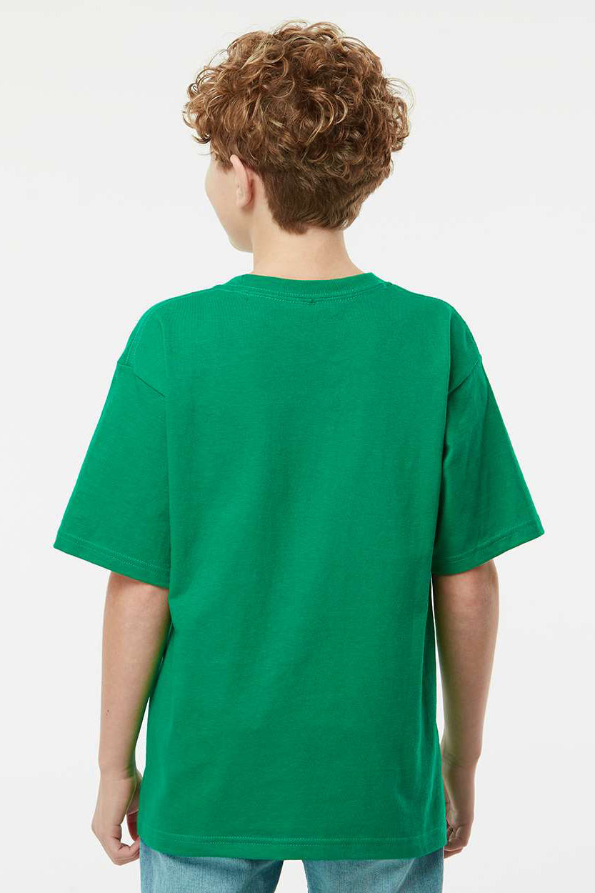 M&O 4850 Youth Gold Soft Touch Short Sleeve Crewneck T-Shirt Fine Kelly Green Model Back
