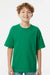M&O 4850 Youth Gold Soft Touch Short Sleeve Crewneck T-Shirt Fine Kelly Green Model Front