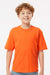 M&O 4850 Youth Gold Soft Touch Short Sleeve Crewneck T-Shirt Orange Model Front