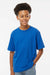 M&O 4850 Youth Gold Soft Touch Short Sleeve Crewneck T-Shirt Royal Blue Model Front