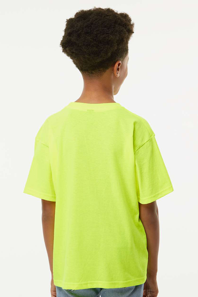 M&O 4850 Youth Gold Soft Touch Short Sleeve Crewneck T-Shirt Safety Green Model Back