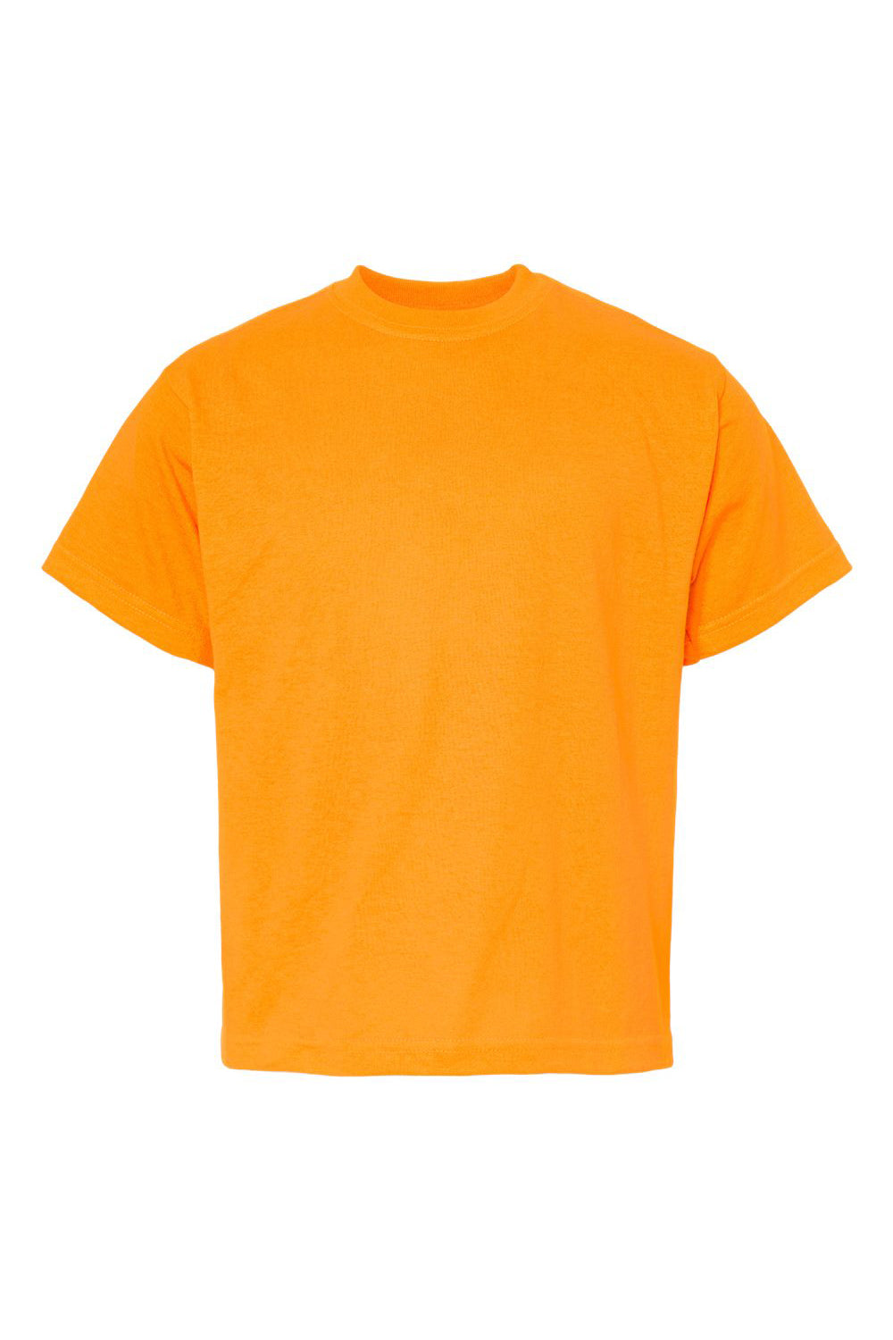 M&O 4850 Youth Gold Soft Touch Short Sleeve Crewneck T-Shirt Safety Orange Flat Front