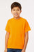 M&O 4850 Youth Gold Soft Touch Short Sleeve Crewneck T-Shirt Safety Orange Model Front