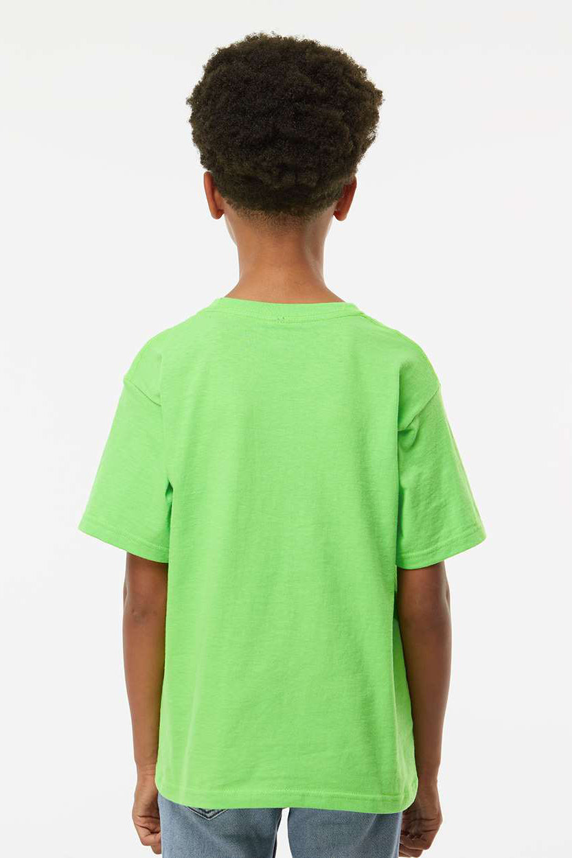 M&O 4850 Youth Gold Soft Touch Short Sleeve Crewneck T-Shirt Vivid Lime Green Model Back