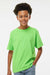 M&O 4850 Youth Gold Soft Touch Short Sleeve Crewneck T-Shirt Vivid Lime Green Model Front