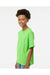 M&O 4850 Youth Gold Soft Touch Short Sleeve Crewneck T-Shirt Vivid Lime Green Model Side