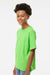 M&O 4850 Youth Gold Soft Touch Short Sleeve Crewneck T-Shirt Vivid Lime Green Model Side