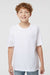 M&O 4850 Youth Gold Soft Touch Short Sleeve Crewneck T-Shirt White Model Front