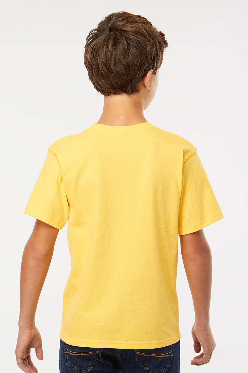 M&O 4850 Youth Gold Soft Touch Short Sleeve Crewneck T-Shirt Yellow Model Back