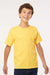 M&O 4850 Youth Gold Soft Touch Short Sleeve Crewneck T-Shirt Yellow Model Front