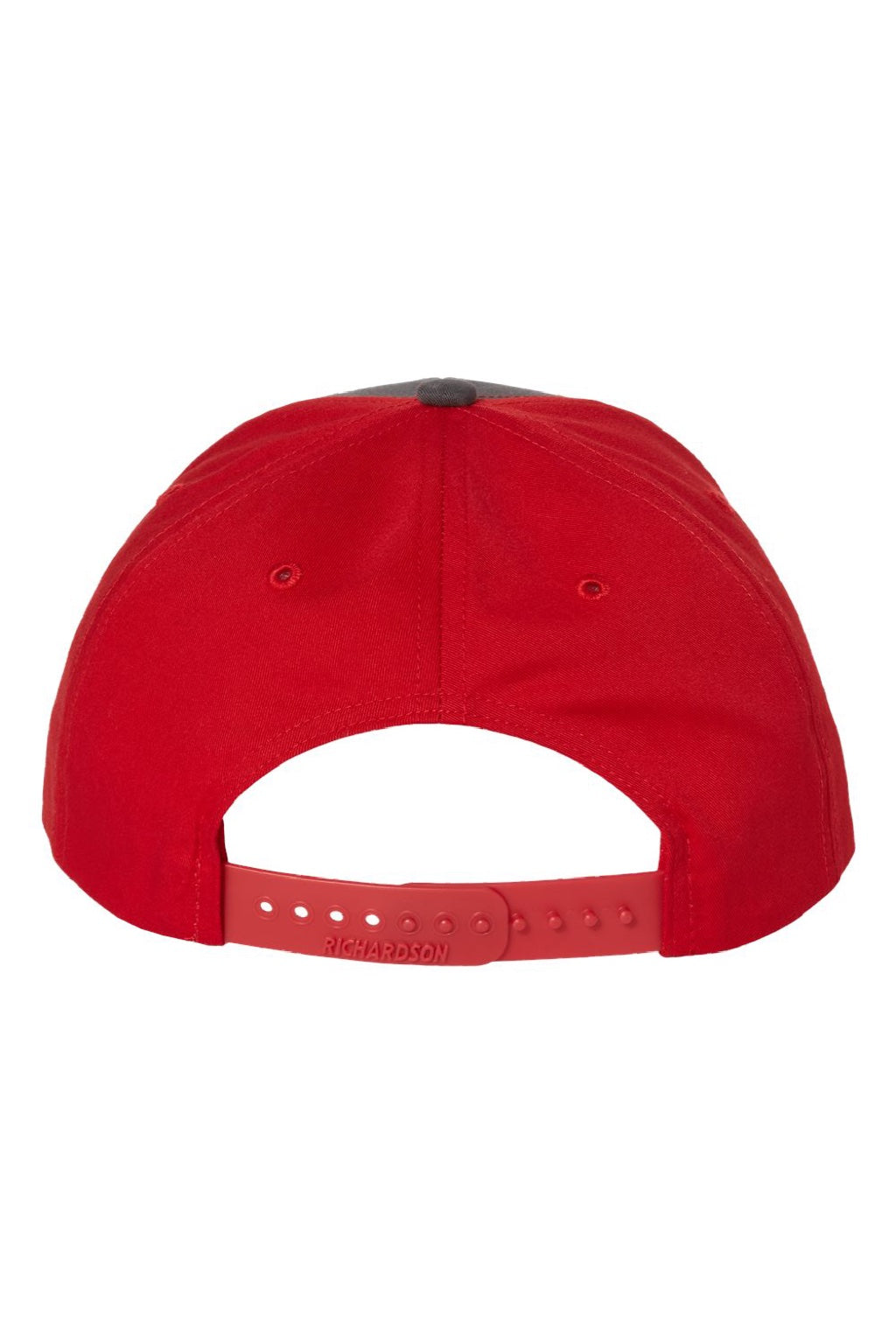 Richardson Hats 312 Mens Twill Back Snapback Trucker Hat Charcoal Grey/Red Flat Back