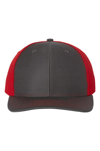 Richardson 312 Mens Twill Back Trucker Hat Charcoal Grey/Red Flat Front