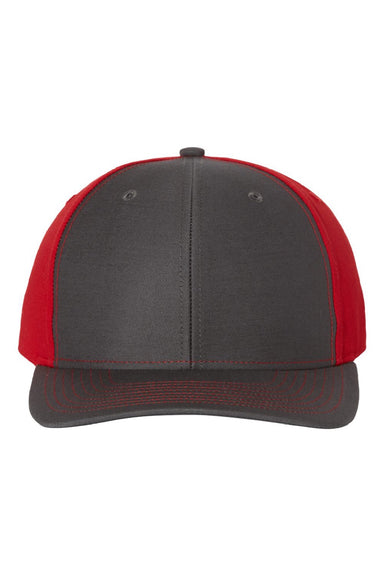 Richardson Hats 312 Mens Twill Back Snapback Trucker Hat Charcoal Grey/Red Flat Front