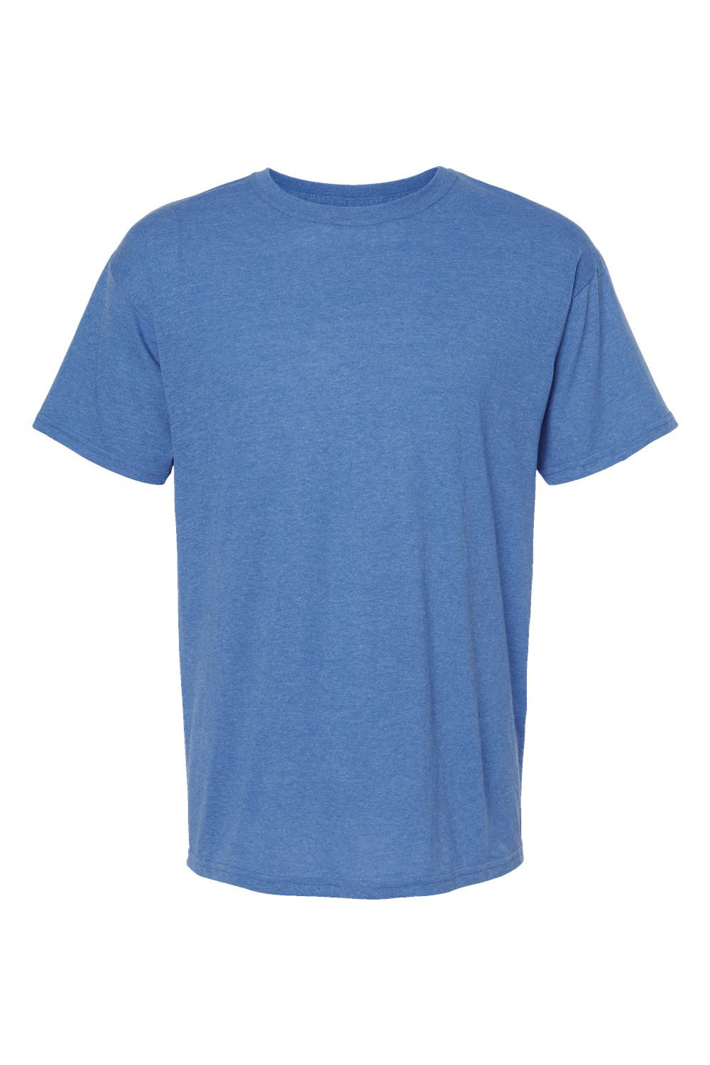 M&O 4800 Mens Gold Soft Touch Short Sleeve Crewneck T-Shirt Heather Royal Blue Flat Front