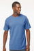 M&O 4800 Mens Gold Soft Touch Short Sleeve Crewneck T-Shirt Heather Royal Blue Model Front
