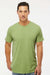 M&O 6500M Mens Vintage Garment Dyed Short Sleeve Crewneck T-Shirt Aloe Green Model Front