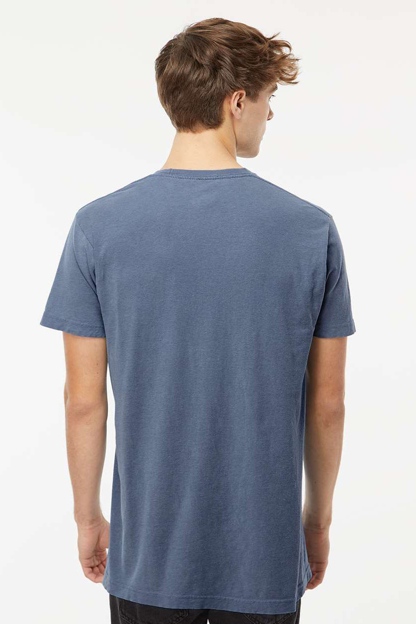 M&O 6500M Mens Vintage Garment Dyed Short Sleeve Crewneck T-Shirt Blue Jean Model Back