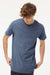 M&O 6500M Mens Vintage Garment Dyed Short Sleeve Crewneck T-Shirt Blue Jean Model Front
