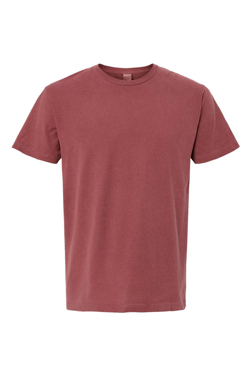M&O 6500M Mens Vintage Garment Dyed Short Sleeve Crewneck T-Shirt Brick Red Flat Front