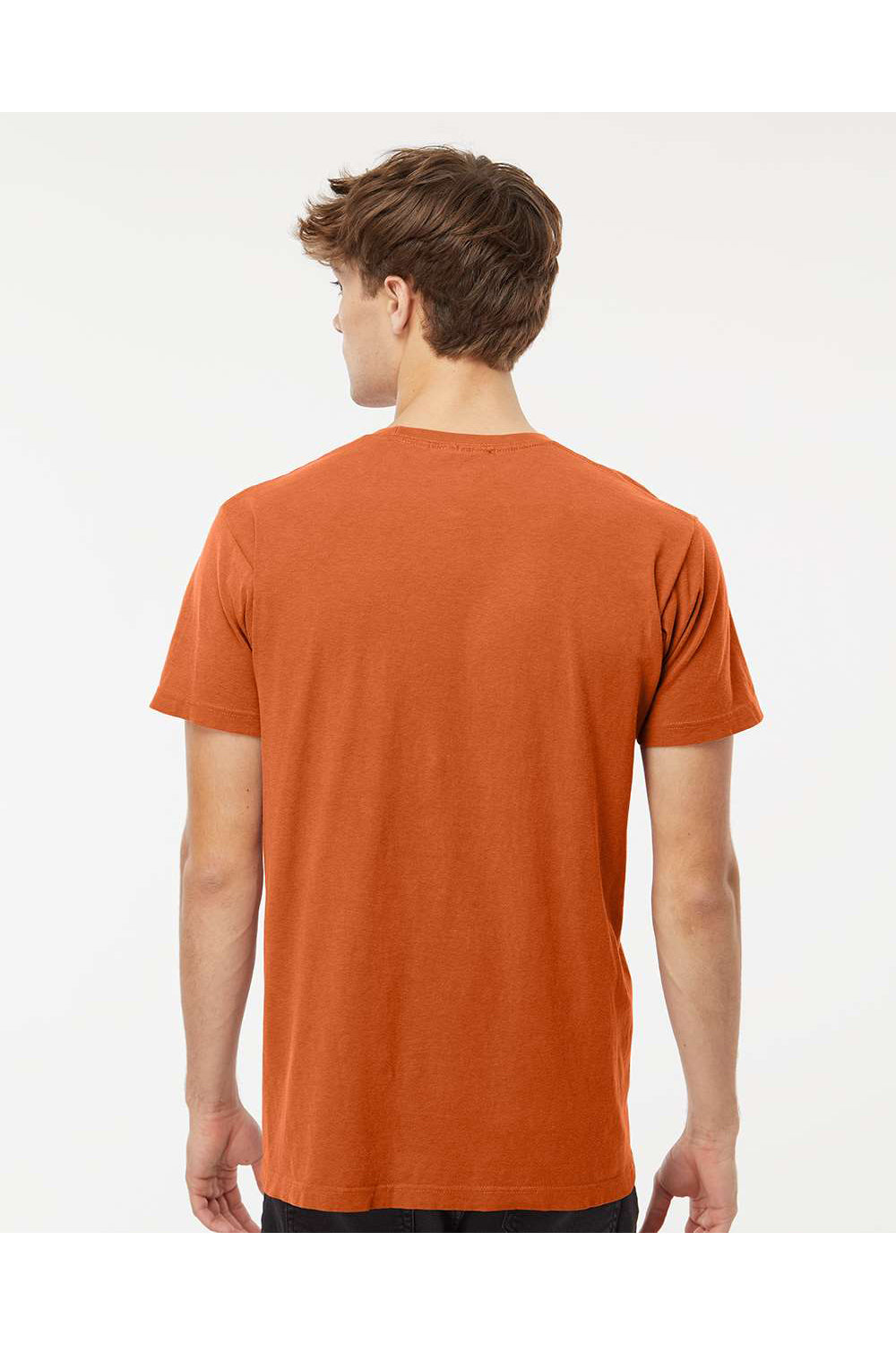 M&O 6500M Mens Vintage Garment Dyed Short Sleeve Crewneck T-Shirt Burnt Orange Model Back