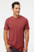M&O 6500M Mens Vintage Garment Dyed Short Sleeve Crewneck T-Shirt Crimson Red Model Front