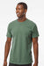 M&O 6500M Mens Vintage Garment Dyed Short Sleeve Crewneck T-Shirt Light Green Model Front